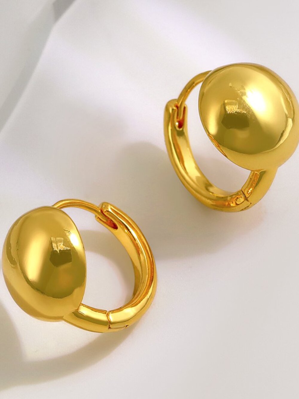 Huggie Hoop Earrings Half Round 18K Gold Plated 925 Sterling Silver Small